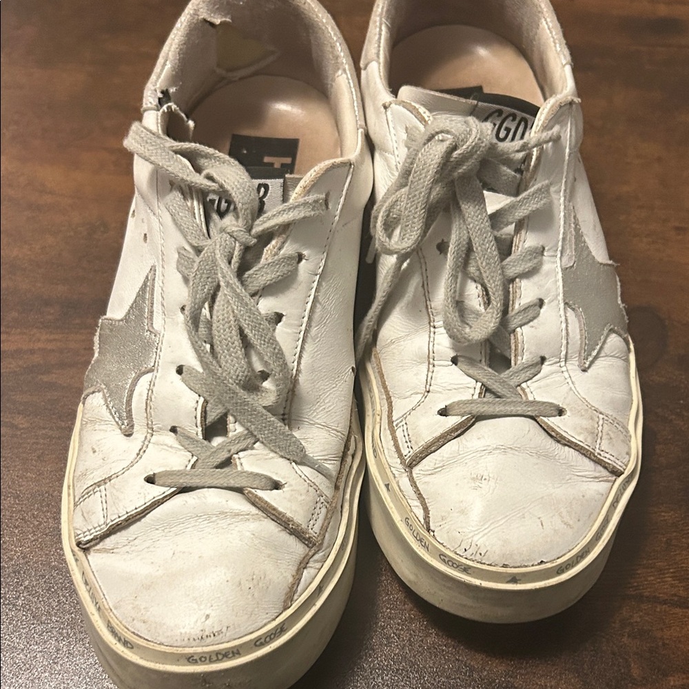 Golden Goose Deluxe White and Silver Sneakers - Picture 4 of 6